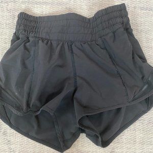 Black Lululemon High-Rise 2.5 inch Hotty Hot Shorts